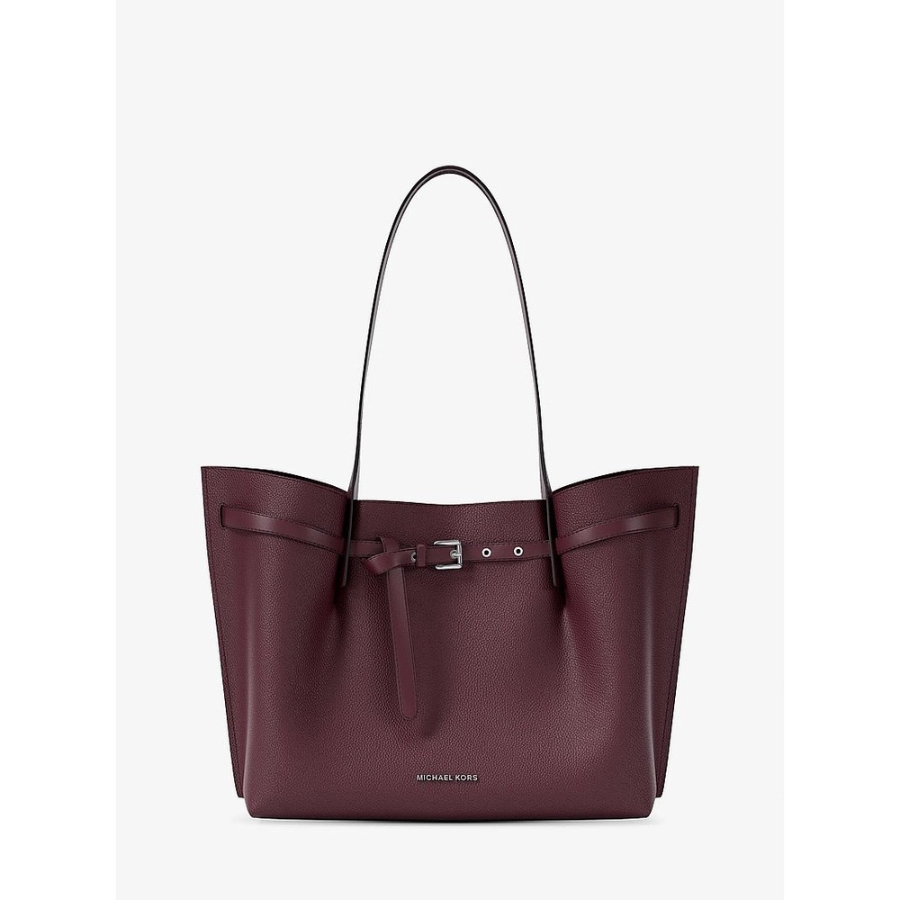 NEW Michael Kors Emilia Oxblood Pebbled Leather Laptop Work Tote Quiet Luxury